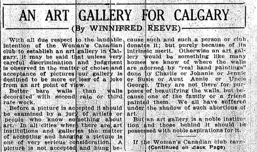 Thumbnail of the first page of the facsimile for An Art Gallery for Calgary.