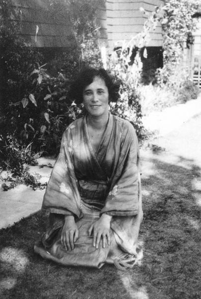 Photograph of Eaton in Japanese dress in California.