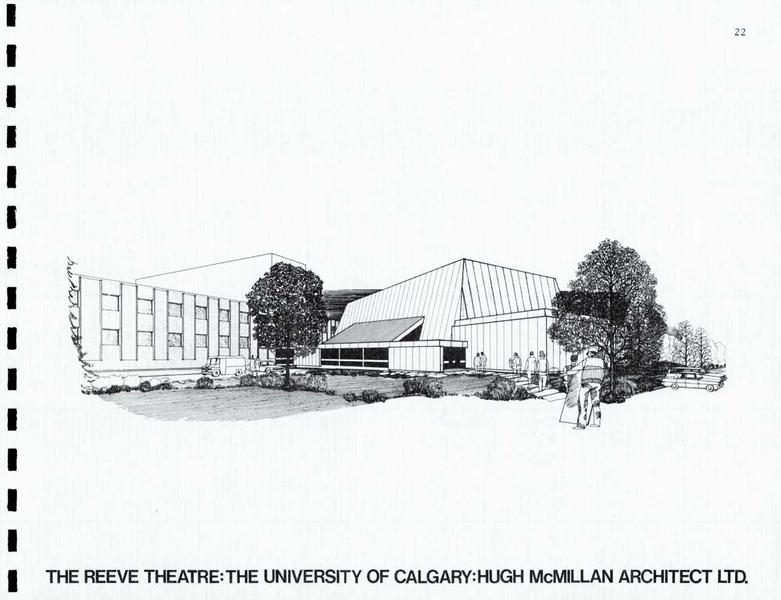 A picture of the architect rendering of the Reeve Theatre at the University of Calgary.
